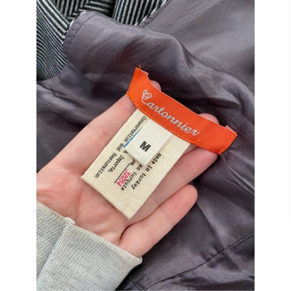 Anthropologie Cartonnier Wide Leg Black/Gray  Tweed Herring Bone Jumpsuit SZ M - Picture 11 of 11